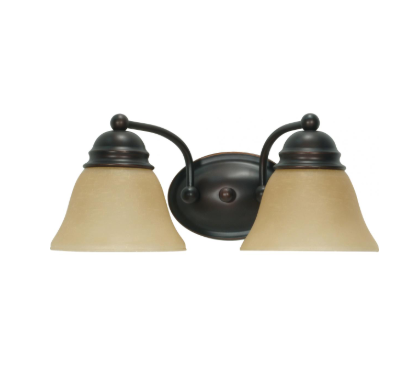 Nuvo 60-1271 Empire - 2 Light 15" Vanity with Champagne Linen Washed Glass - Mahogany Bronze Finish