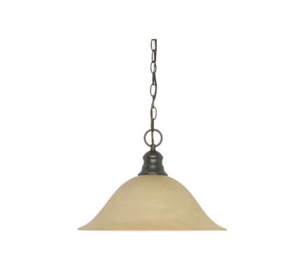 Nuvo 60-1276 1 Light - 16" Pendant with Champagne Linen Washed Glass - Mahogany Bronze Finish