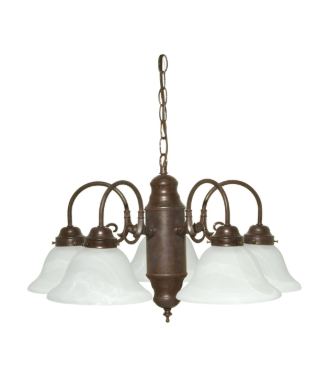 Nuvo 60-1291 5 Light - Chandelier with Alabaster Glass - Old Bronze Finish