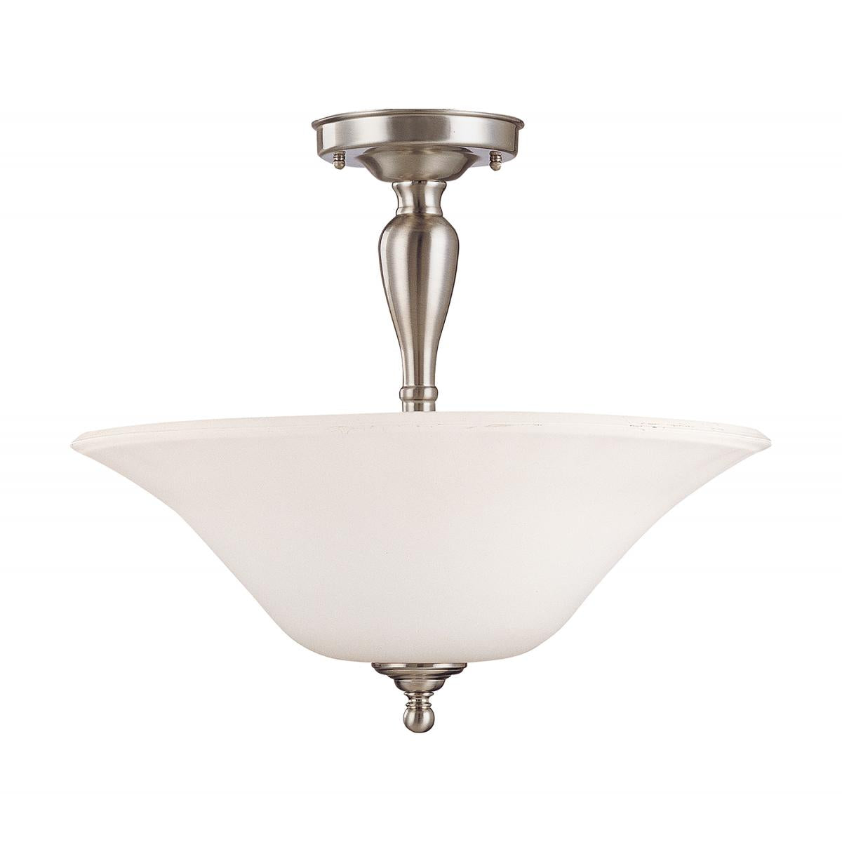 Nuvo 60-1827 Dupont 3 Light Semi Flush Mount - 16" Satin White Glass, Brushed Nickel Finish, 120V, 60W