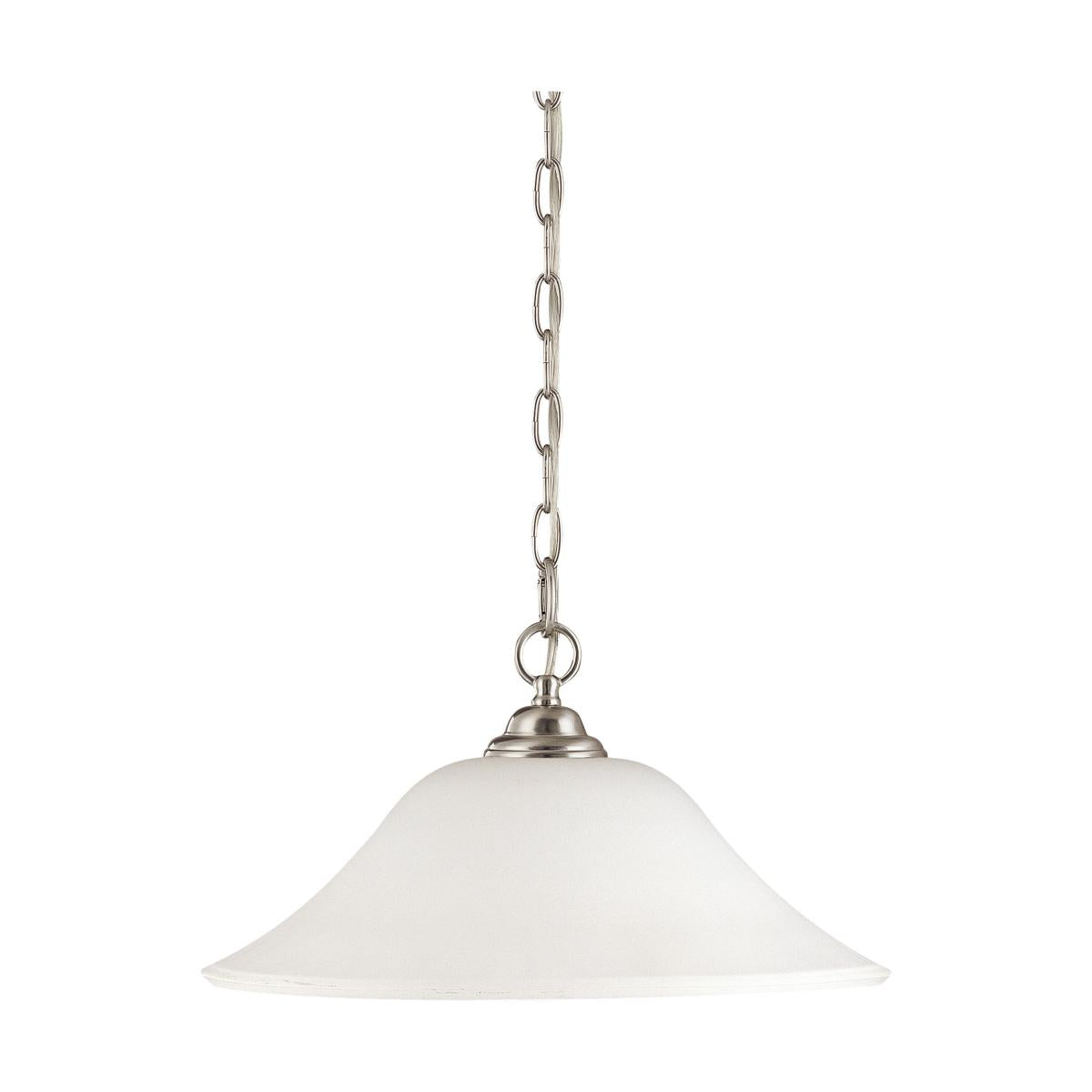 Nuvo 60-1829 Dupont 1 Light Hanging Dome Pendant - 16" Satin White Glass, Brushed Nickel Finish, 120V, 100W