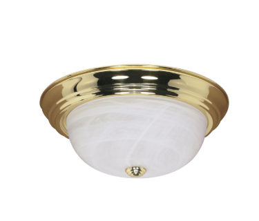 Nuvo 60-215 3 Light - 15" Flush Mount with Alabaster Glass - Polished Brass Finish