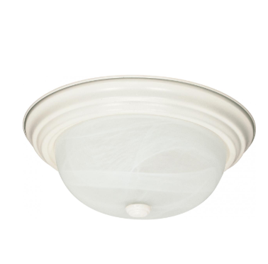 Nuvo 60-222 2 Light - 13" Flush Mount with Alabaster Glass - Textured White Finish