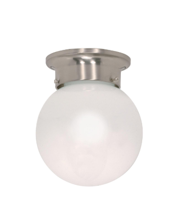 Nuvo 60-245 1 Light - 6" Flush Mount with White Glass - Brushed Nickel Finish