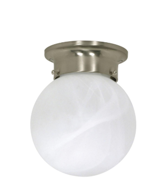Nuvo 60-257 1 Light - 6" Flush Mount with Alabaster Glass - Brushed Nickel Finish
