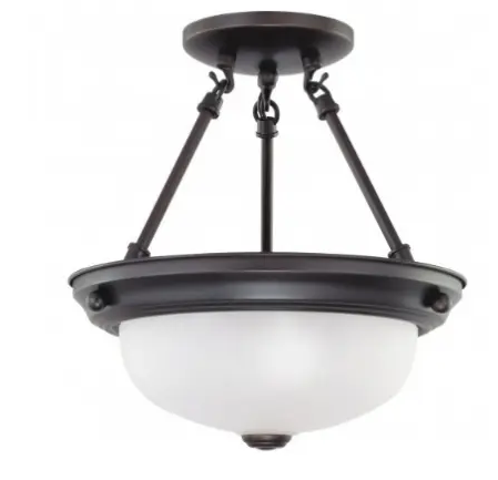 Nuvo 60-3148 11in Semi-Flush Mount Fixture, 2-light, Mahogany Bronze