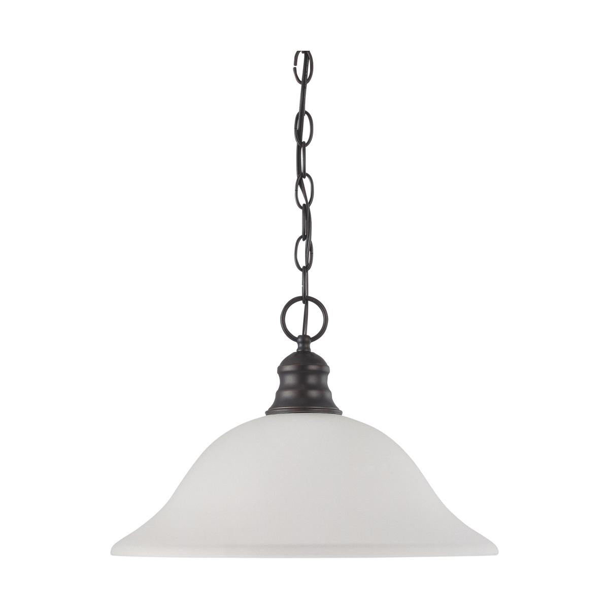 Nuvo 60-3173 1 Light 16" Pendant, Frosted White Glass, Mahogany Bronze Finish, 120V, 100W