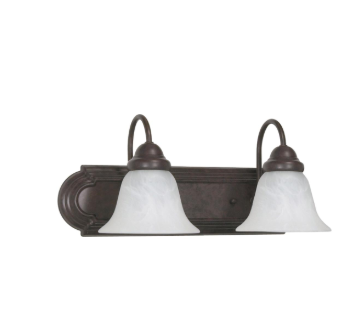 Nuvo 60-324 Ballerina - 2 Light 18" Vanity with Alabaster Glass Bell Shades - Old Bronze Finish