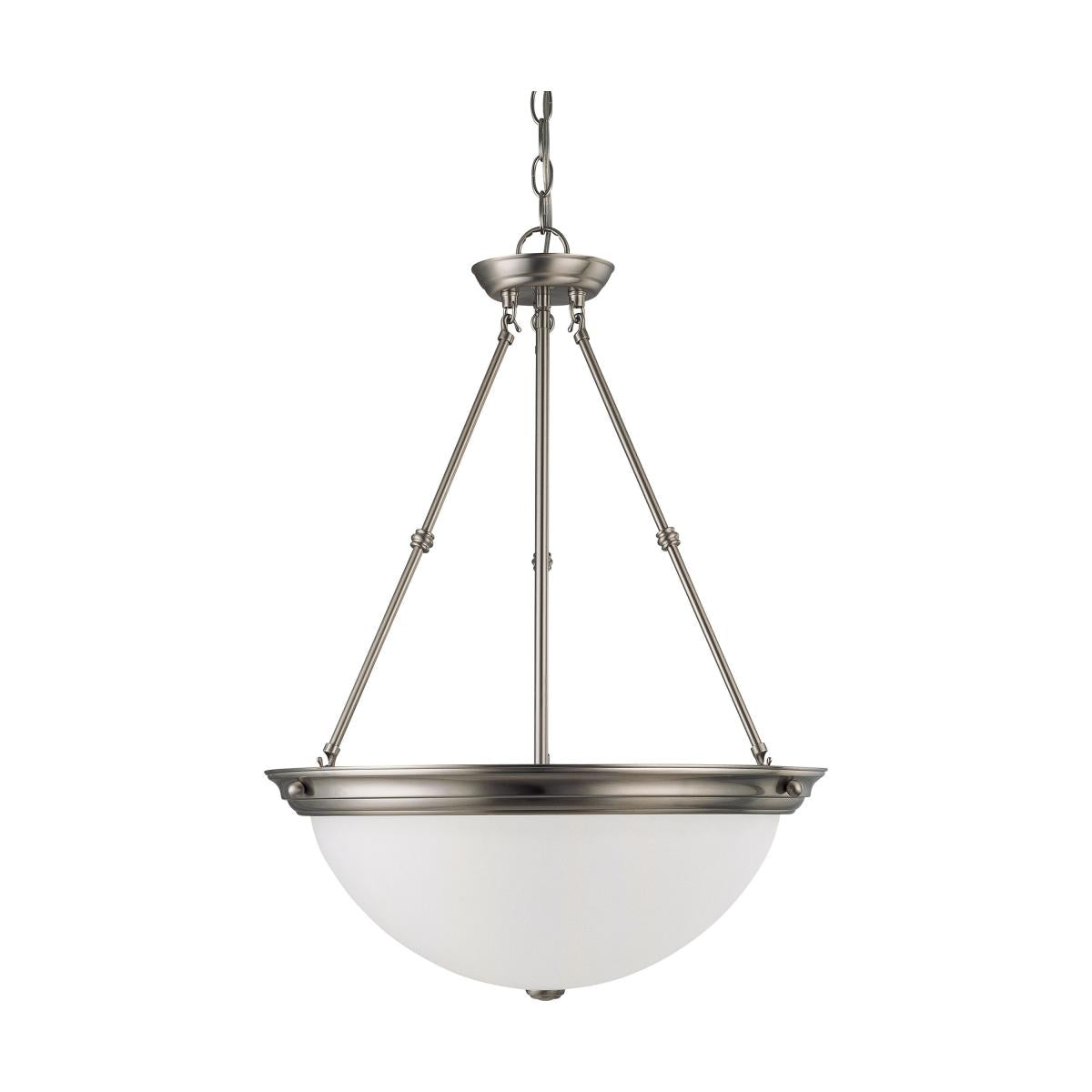 Nuvo 60-3248 3 Light Pendant, 20" Frosted White Glass, Brushed Nickel Finish, 120V, 60W