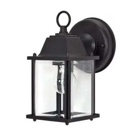 Nuvo 60-3465 Cube Wall Lantern w/ Clear Beveled Glass, Wattage 60W, Textured Black