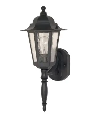 Nuvo 60-3472 Cornerstone LED Wall Lantern w/ Clear Seed Glass, Wattage 60W, 1 Light, Textured Black