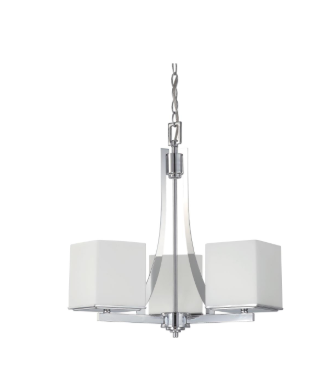 Nuvo 60-4085 Bento - 3 Light Chandelier with Satin White Glass - Polished Chrome Finish