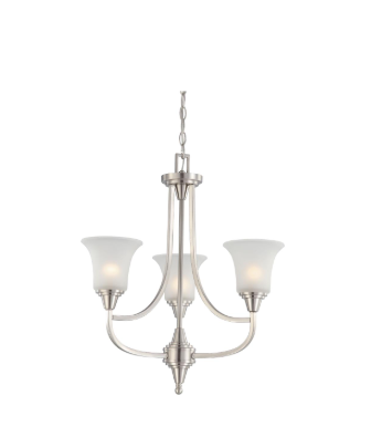 Nuvo 60-4145 Surrey - 3 Light Chandelier with Frosted Glass - Brushed Nickel Finish