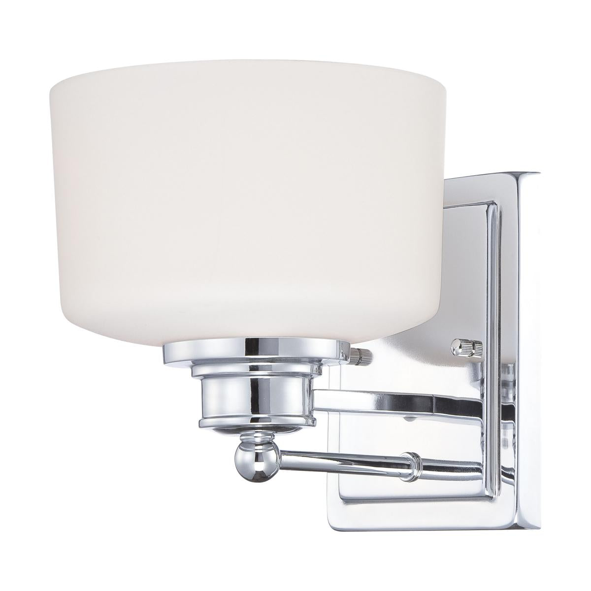 Nuvo 60-4581 Soho 1-Light Vanity Wall Fixture, 100W Max, 120V, Satin White Glass, Polished Chrome Finish