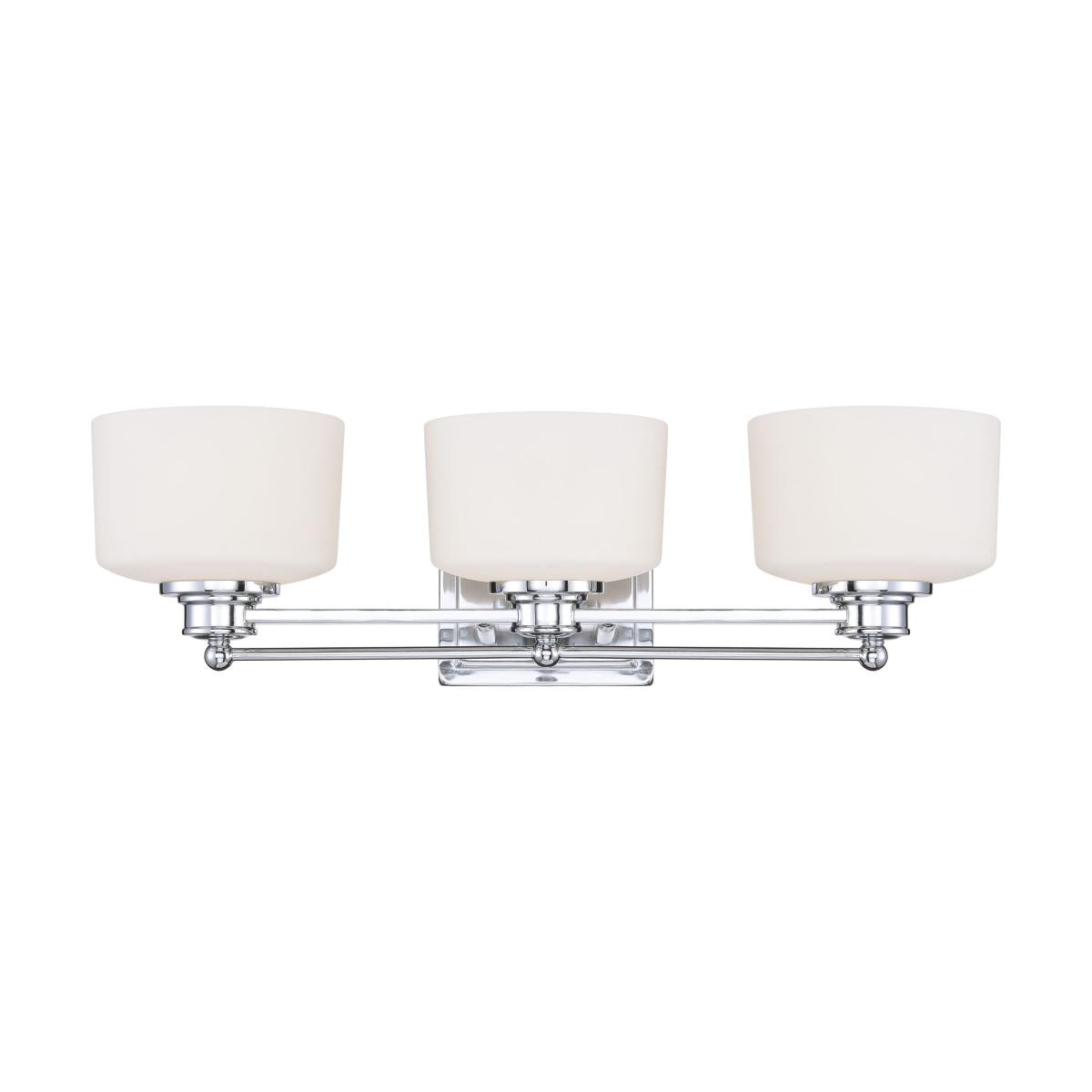 Nuvo 60-4583 Soho 3-Light Vanity Wall Fixture, 100W Max, 120V, Satin White Glass, Polished Chrome Finish
