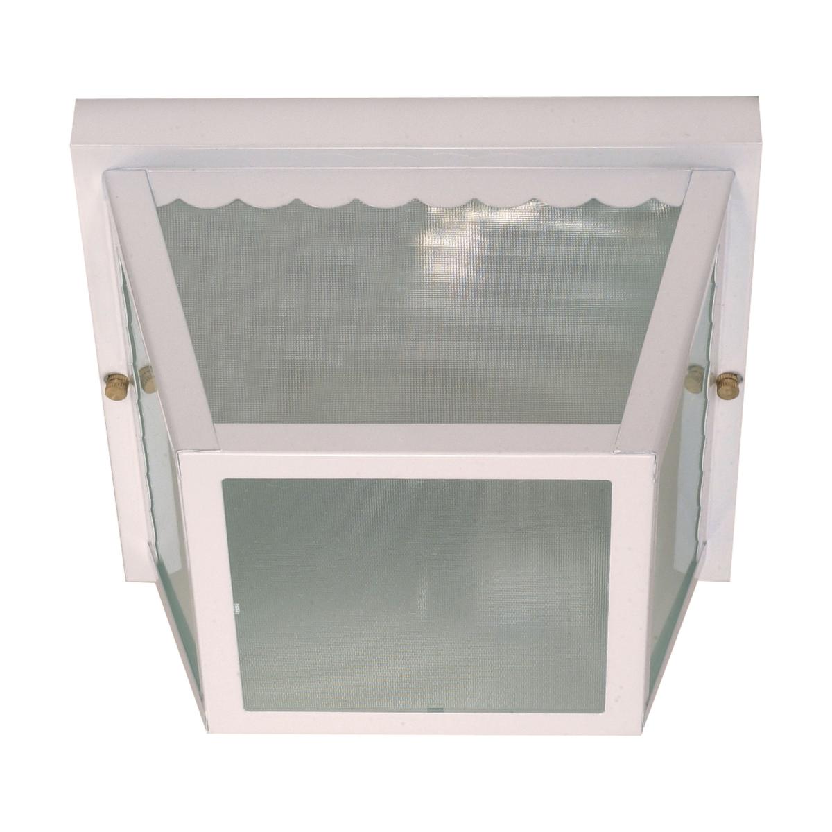Nuvo 60-470 10" 2-Light Carport Flush Mount, Frosted Glass, White Finish, 60W Max, Wet Rated