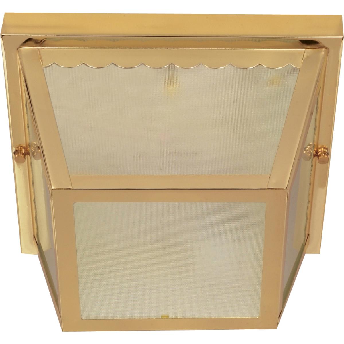 Nuvo 60-471 10" 2-Light Carport Flush Mount, Frosted Glass, Polished Brass Finish, 60W Max, Wet Rated