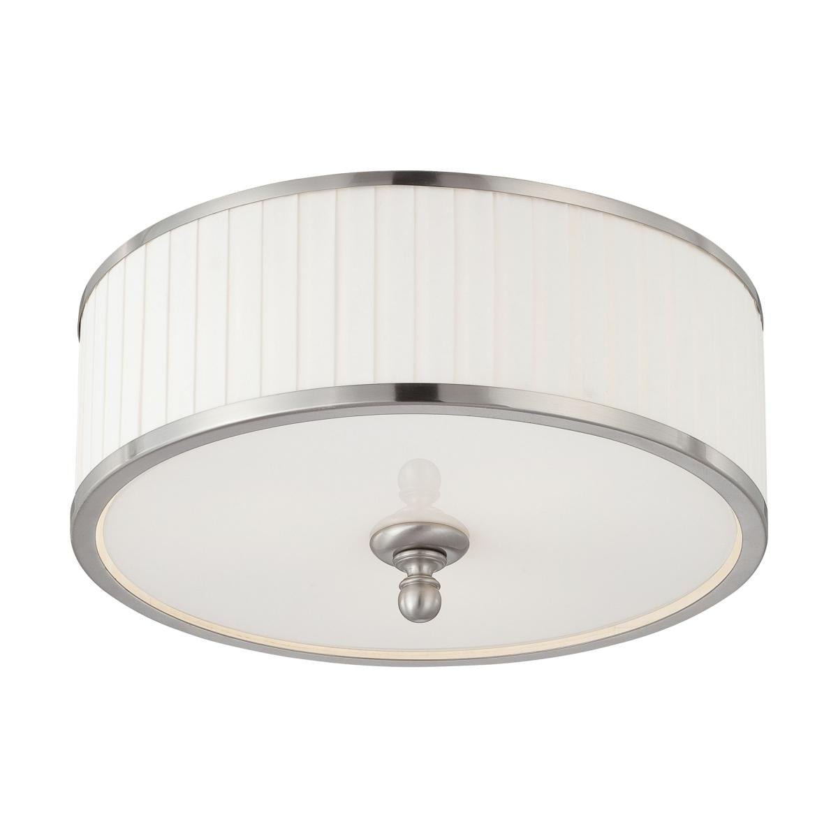 Nuvo 60-4741 Candice 3-Light Flush Dome Ceiling Light, 60W Max, 120V, Pleated White Shade, Brushed Nickel Finish