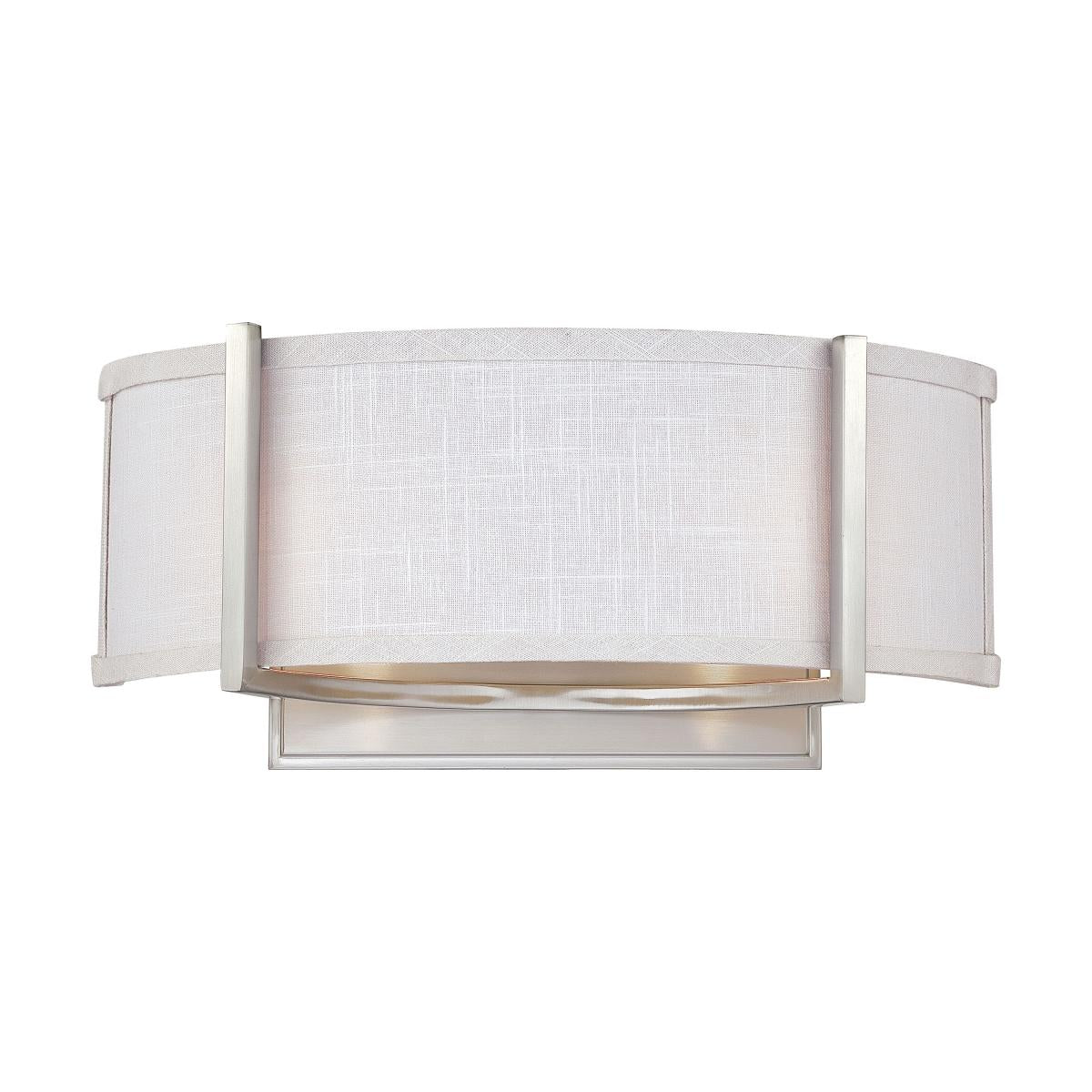 Nuvo 60-4754 Gemini 2-Light Wall Sconce, 60W Max, 120V, Slate Gray Fabric Shade, Brushed Nickel Finish