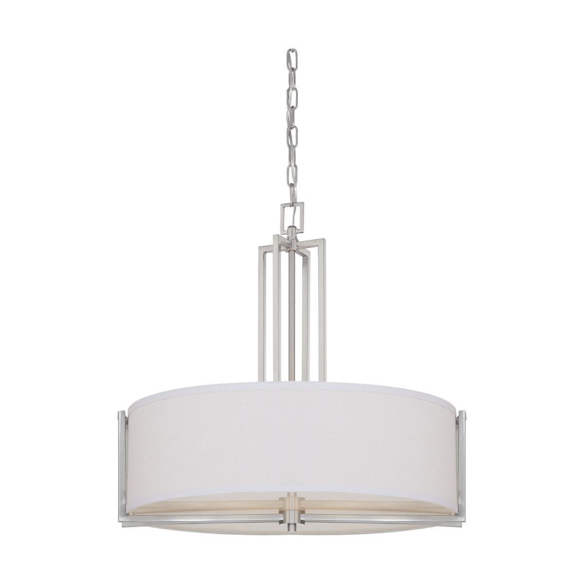 Nuvo 60-4756 Gemini 4-Light Pendant, 60W Max, 120V, Slate Gray Fabric Shade, Brushed Nickel Finish