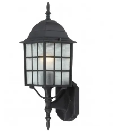 Nuvo 60-4903 18" Adams Outdoor Wall Light, Frosted Glass, Black