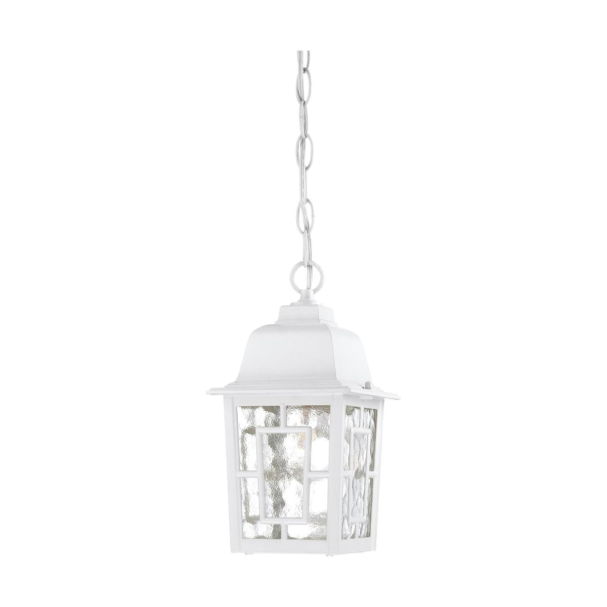 Nuvo 60-4931 Banyan 1-Light 11" Hanging Lantern, 100W Max, 120V, Clear Water Glass, White Finish