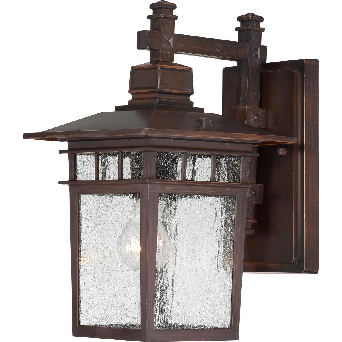 Nuvo 60-4958 Cove Neck 1-Light 14" Wall Lantern, 100W Max, 120V, Clear Seeded Glass, Rustic Bronze Finish