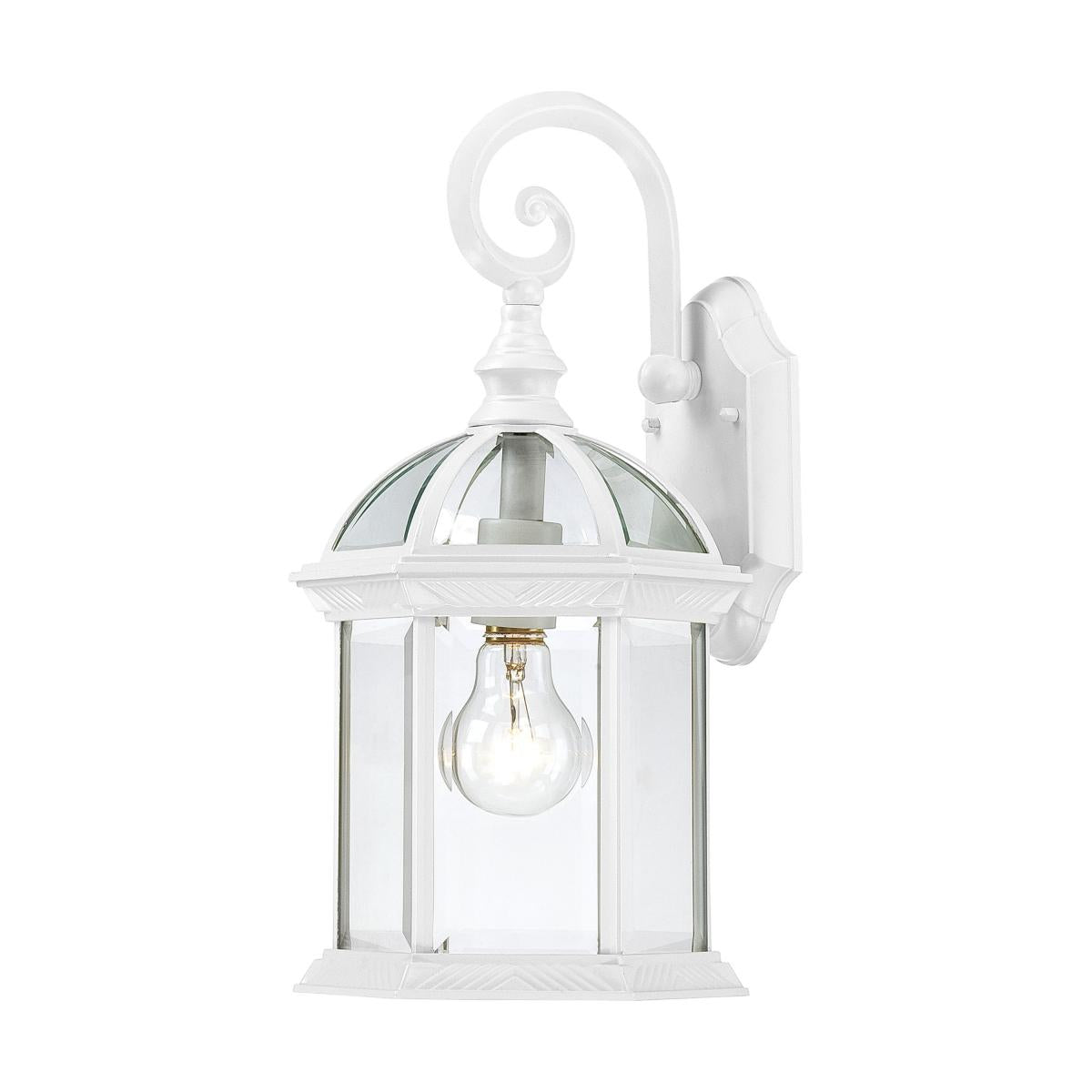 Nuvo 60-4961 Boxwood 1-Light 15" Wall Lantern, 100W Max, 120V, Clear Beveled Glass, White Finish