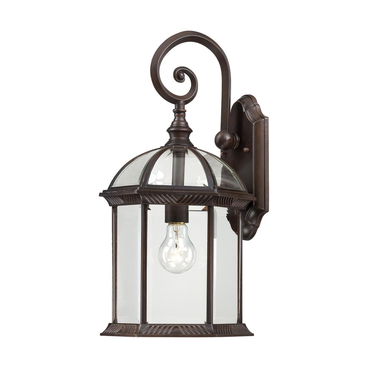 Nuvo 60-4965 Boxwood 1-Light 19" Wall Lantern, 100W Max, 120V, Clear Beveled Glass, Rustic Bronze Finish