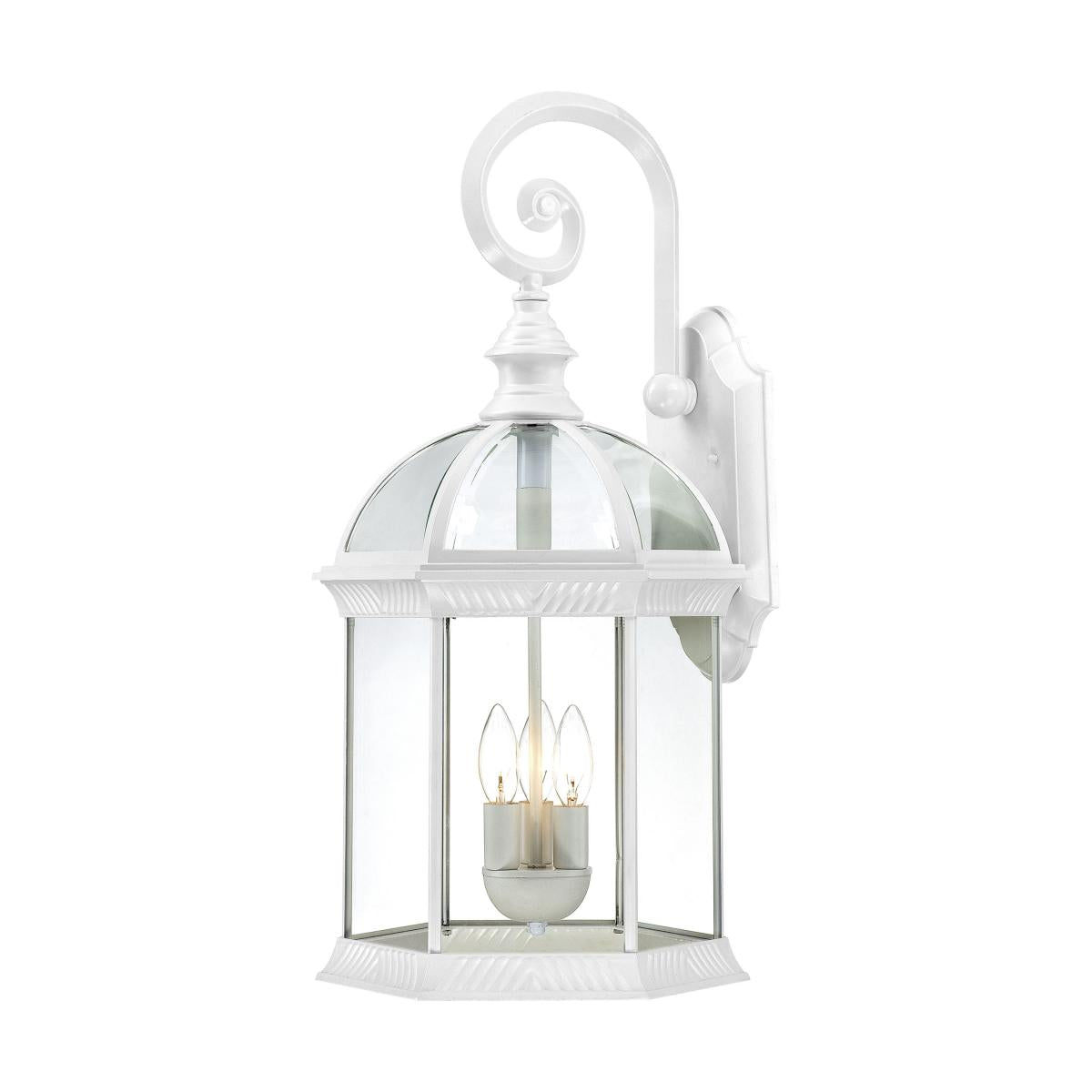 Nuvo 60-4967 Boxwood 3-Light 26" Wall Lantern, 100W Max, 120V, Clear Beveled Glass, White Finish