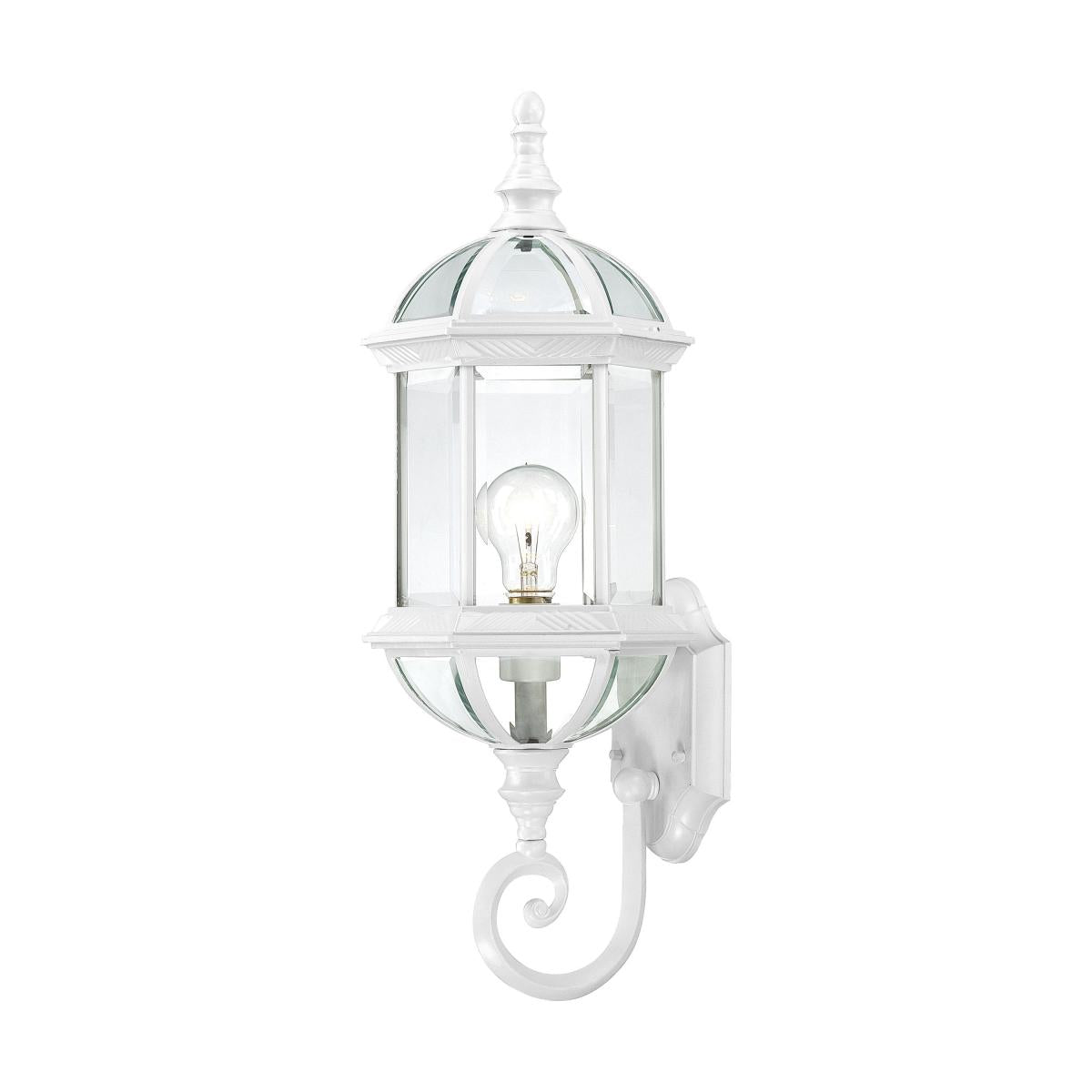 Nuvo 60-4971 Boxwood 1-Light 22" Wall Lantern, 100W Max, 120V, Clear Beveled Glass, White Finish