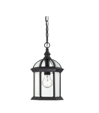 Nuvo 60-4979 Boxwood - 1 Light 14" Hanging Lantern with Clear Beveled Glass - Textured Black Finish