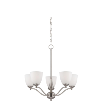 Nuvo 60-5035 Patton - 5 Light Chandelier (Arms Up) with Frosted Glass - Brushed Nickel Finish