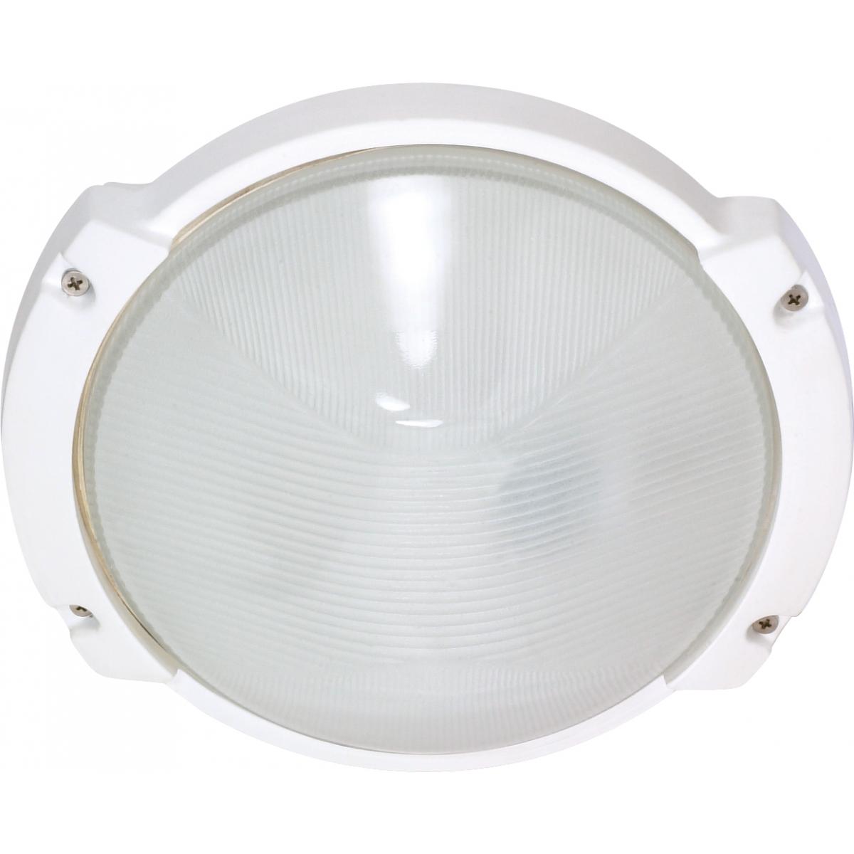 Nuvo 60-516 11" 1-Light Oblong Round Bulkhead, Frosted White Glass, Semi-Gloss White Finish, 60W Max, Wet Rated