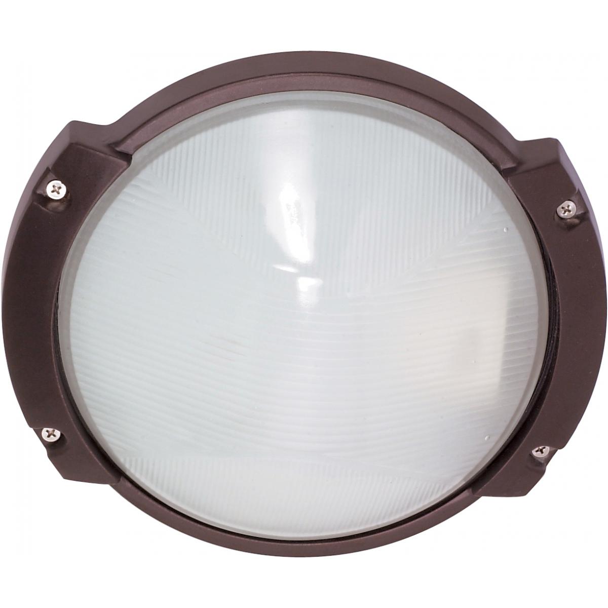 Nuvo 60-517 11" 1-Light Oblong Round Bulkhead, Frosted White Glass, Architectural Bronze Finish, 60W Max, Wet Rated