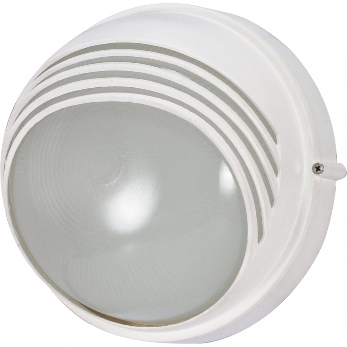 Nuvo 60-520 10" 1-Light Round Hood Bulkhead, Semi-Gloss White Glass, Semi-Gloss White Finish, 60W Max, Wet Rated