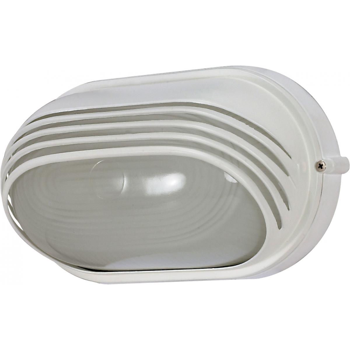 Nuvo 60-522 10" 1-Light Oval Hood Bulkhead, Semi-Gloss White Glass, Semi-Gloss White Finish, 60W Max, Wet Rated