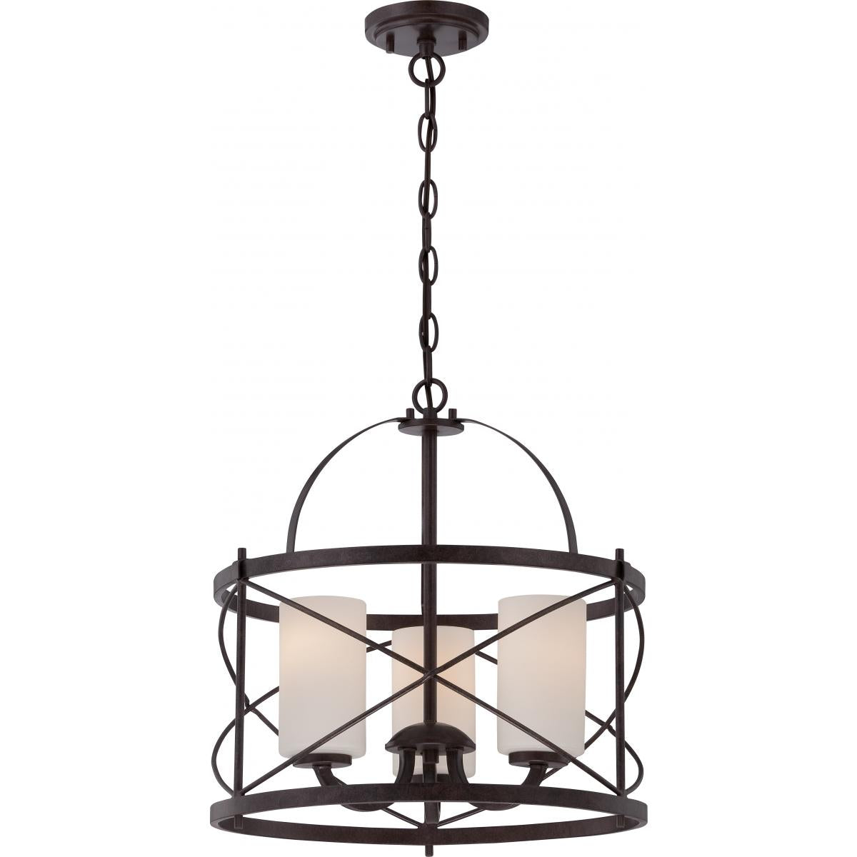 Nuvo 60-5337 Ginger - 3 Light Pendant with Opal Glass - Old Bronze Finish, 100W Max, 120V