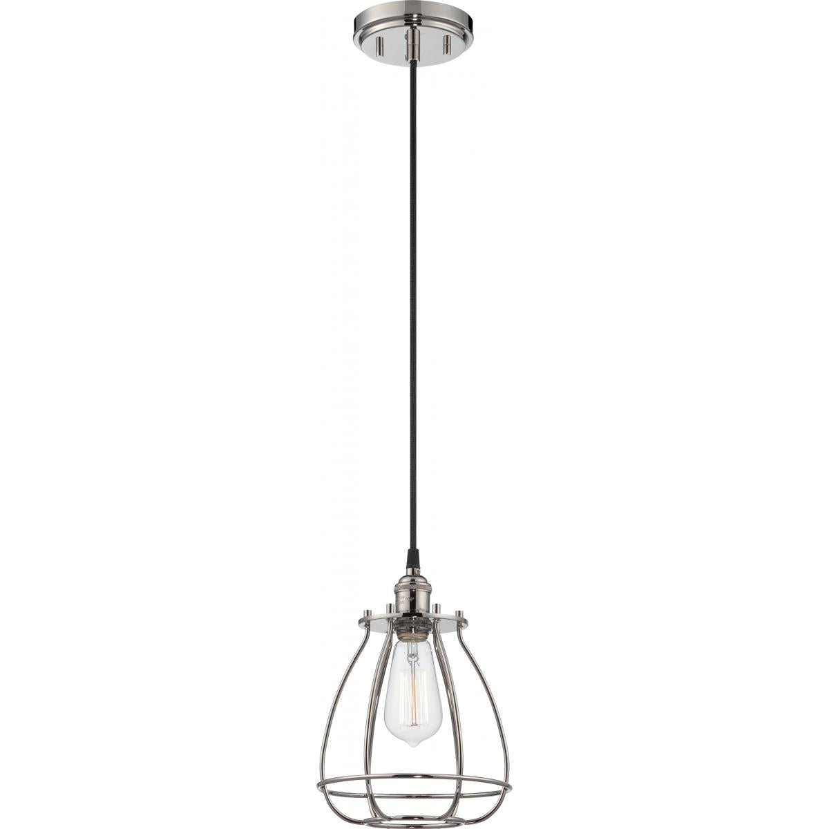 Nuvo 60-5401 Vintage - 1 Light Caged Pendant - Polished Nickel Finish, 100W Max