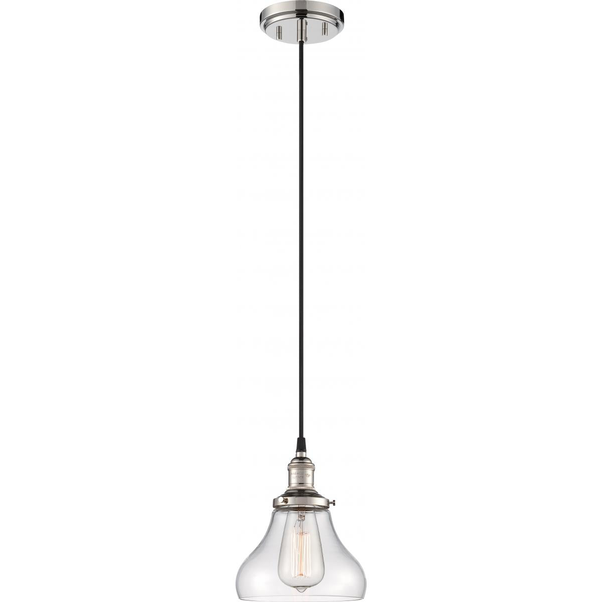 Nuvo 60-5403 Vintage - 1 Light Pendant with Clear Glass - Polished Nickel Finish, 100W Max