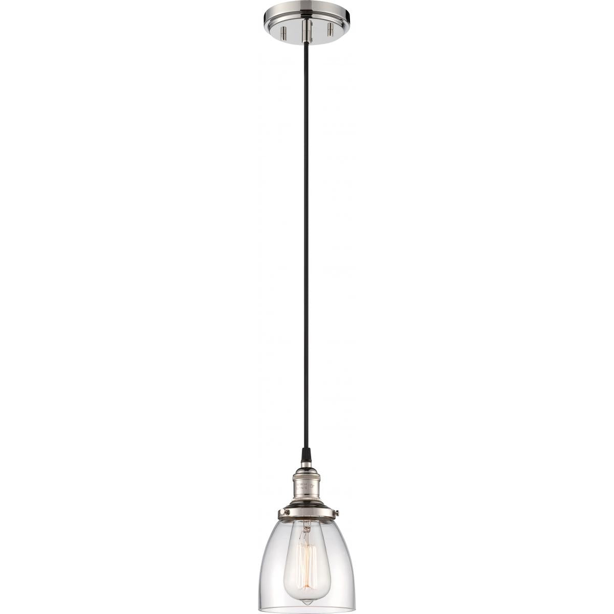 Nuvo 60-5404 Vintage - 1 Light Pendant with Clear Glass - Polished Nickel Finish