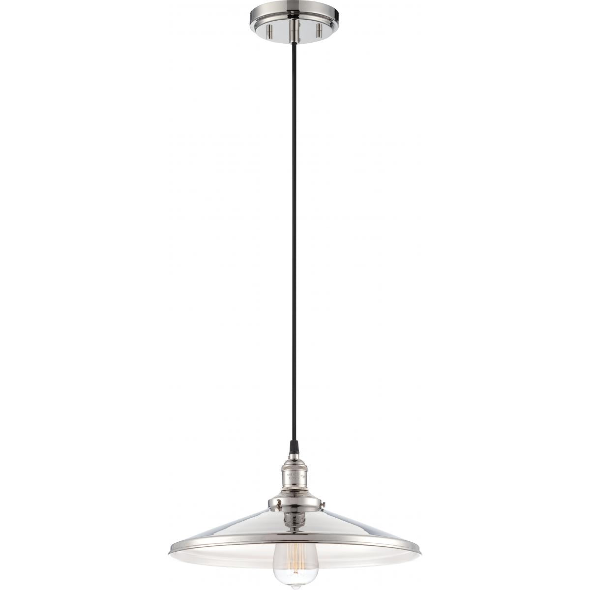 Nuvo 60-5409 Vintage - 1 Light Pendant with Metal Shade - Polished Nickel Finish