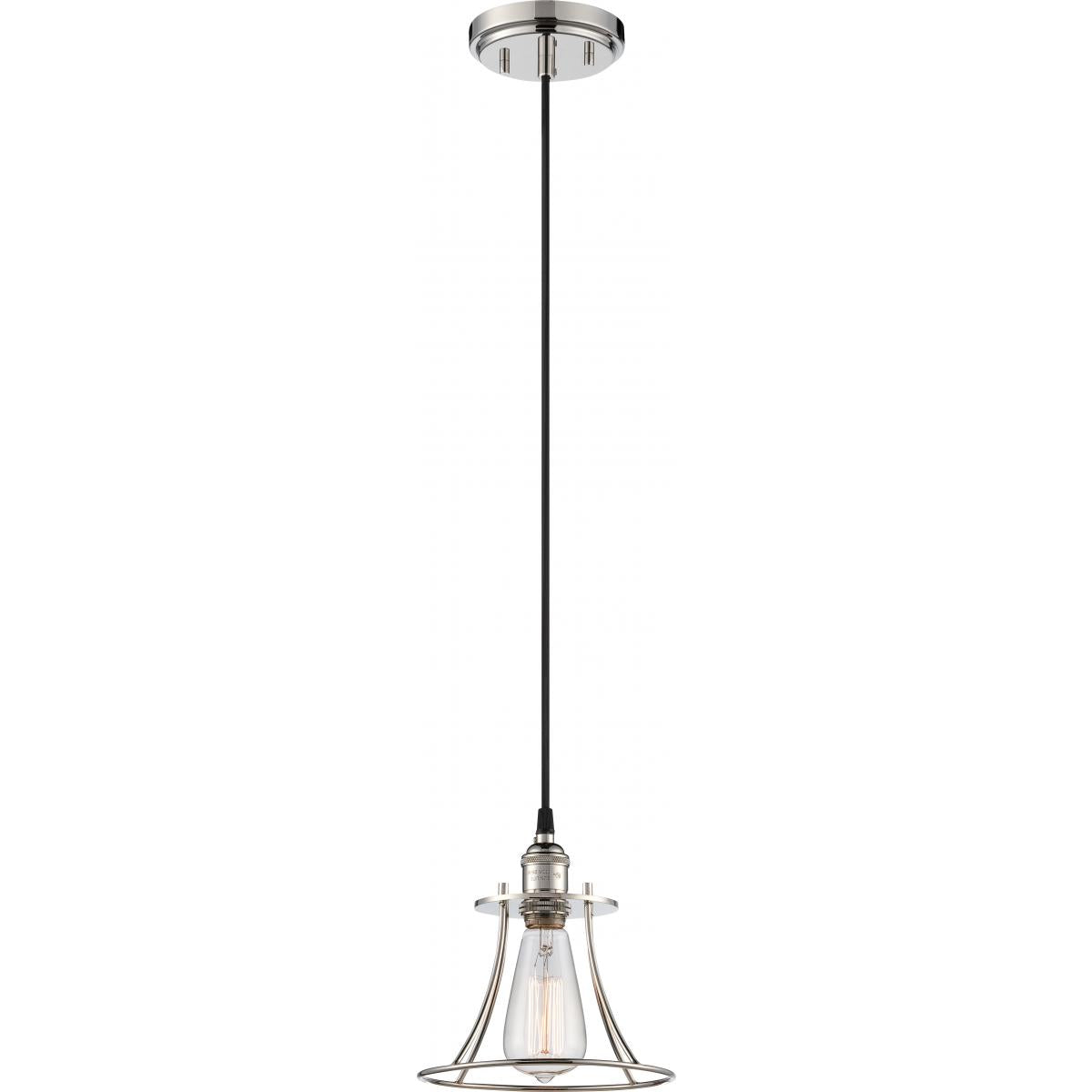 Nuvo 60-5411 Vintage - 1 Light Caged Pendant - Polished Nickel Finish