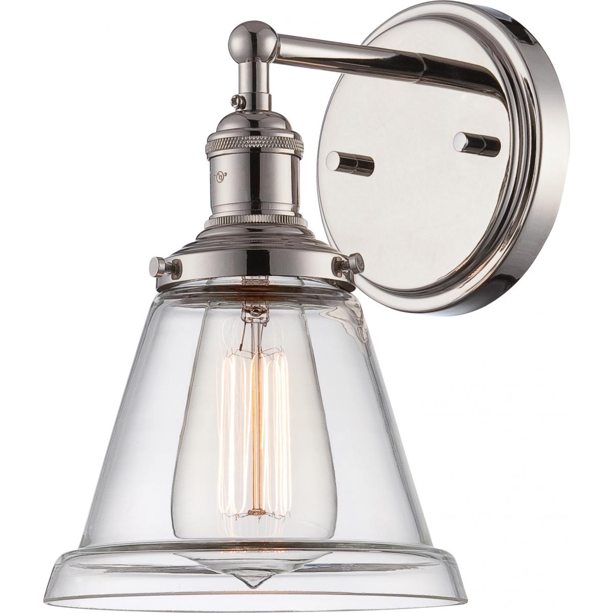 Nuvo 60-5412 Vintage - 1 Light Sconce with Clear Glass - Polished Nickel Finish