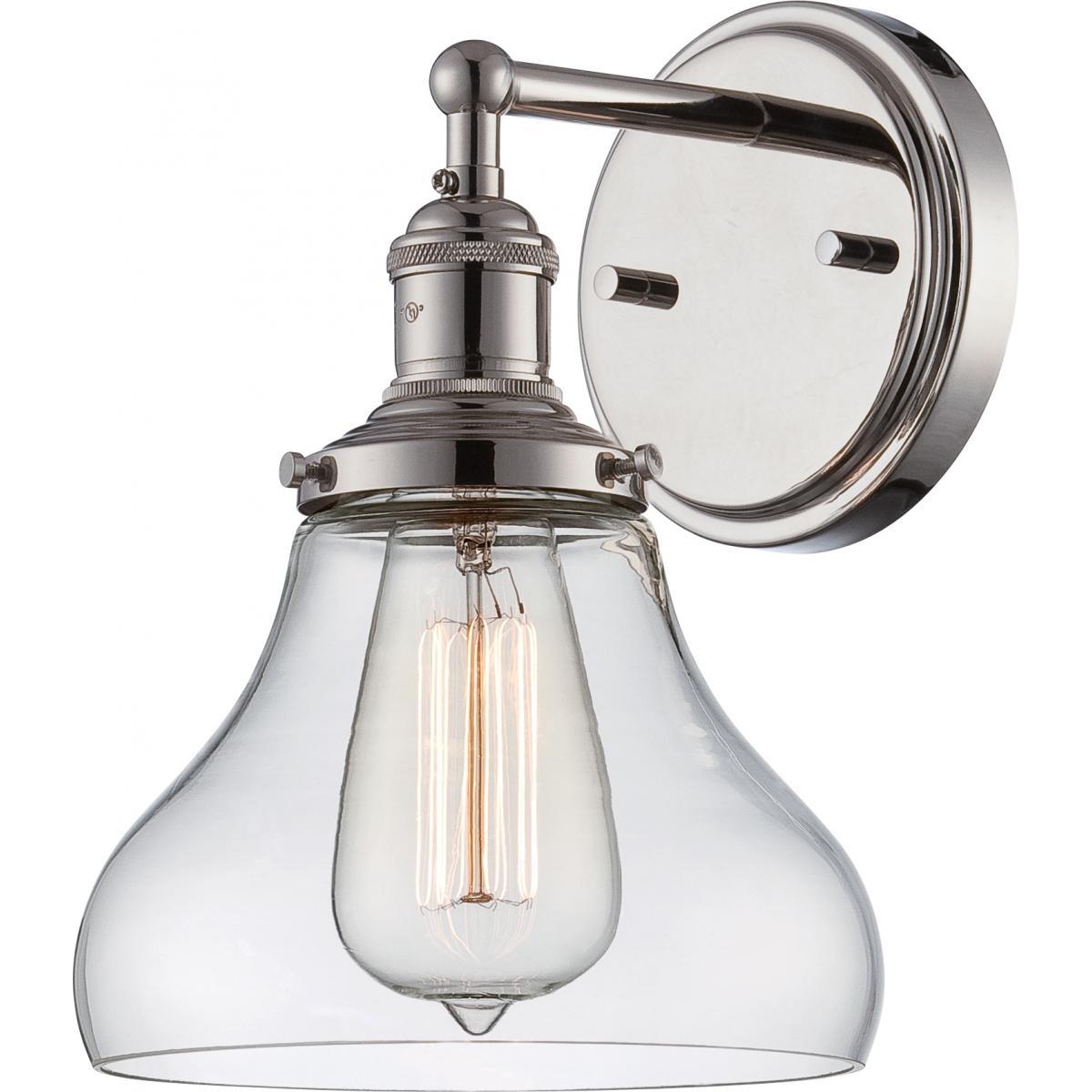 Nuvo 60-5413 Vintage - 1 Light Sconce with Clear Glass - Polished Nickel Finish