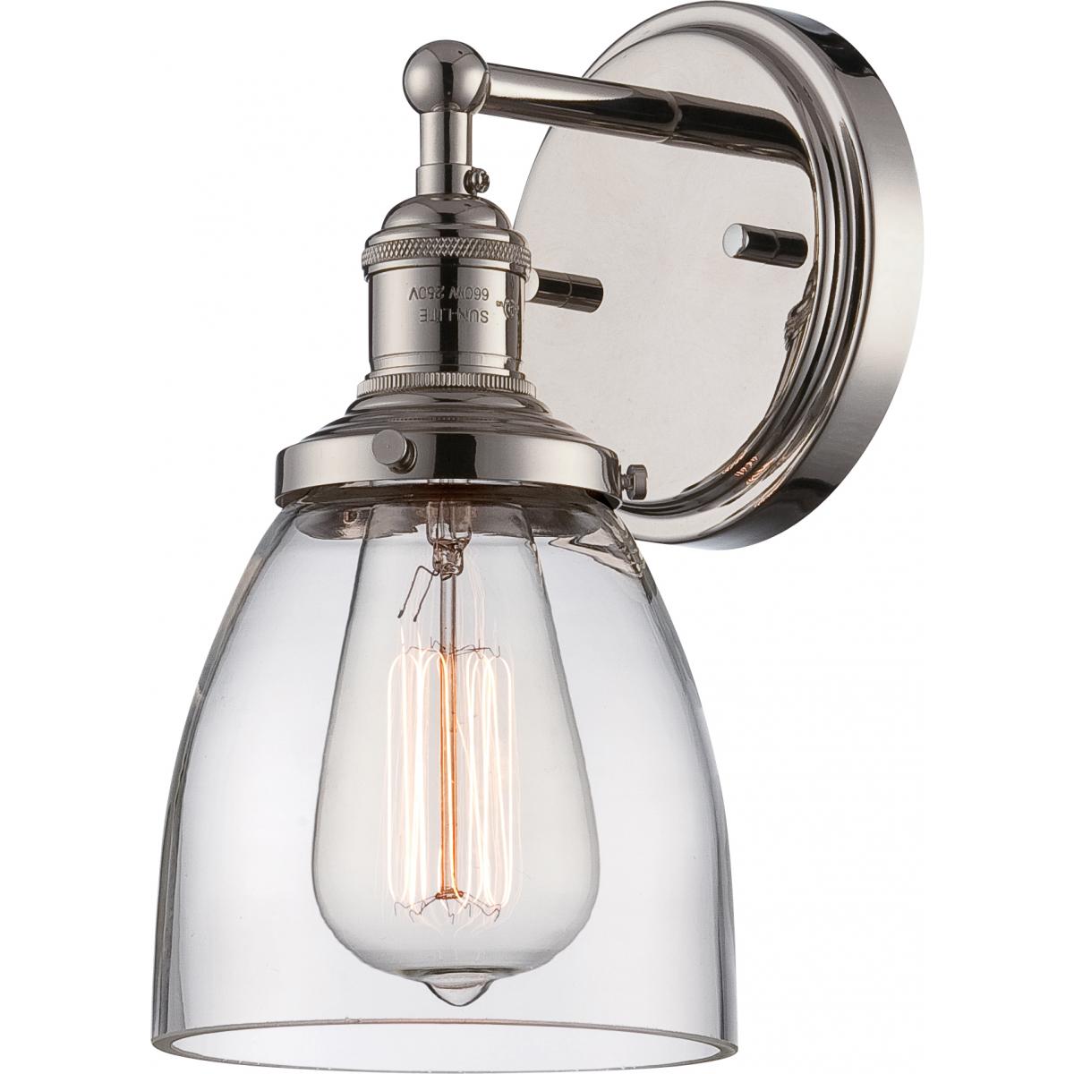 Nuvo 60-5414 Vintage - 1 Light Sconce with Clear Glass - Polished Nickel Finish