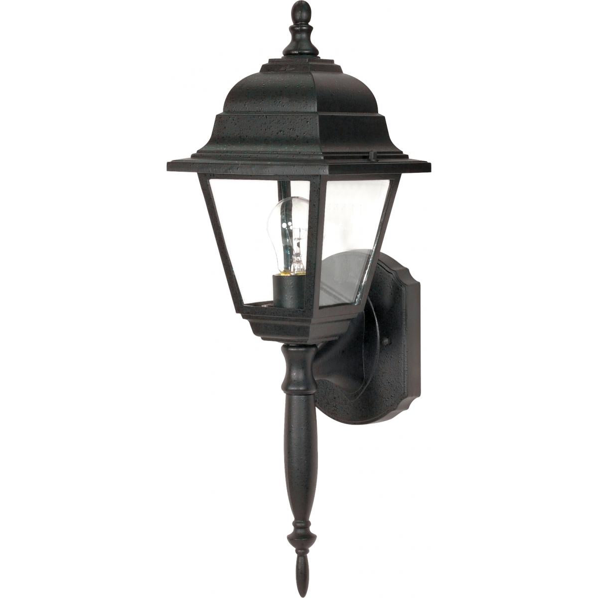 Nuvo 60-542 Briton 18" Wall Lantern - Textured Black Finish - 1 Light - Clear Seeded Glass - 60W Max