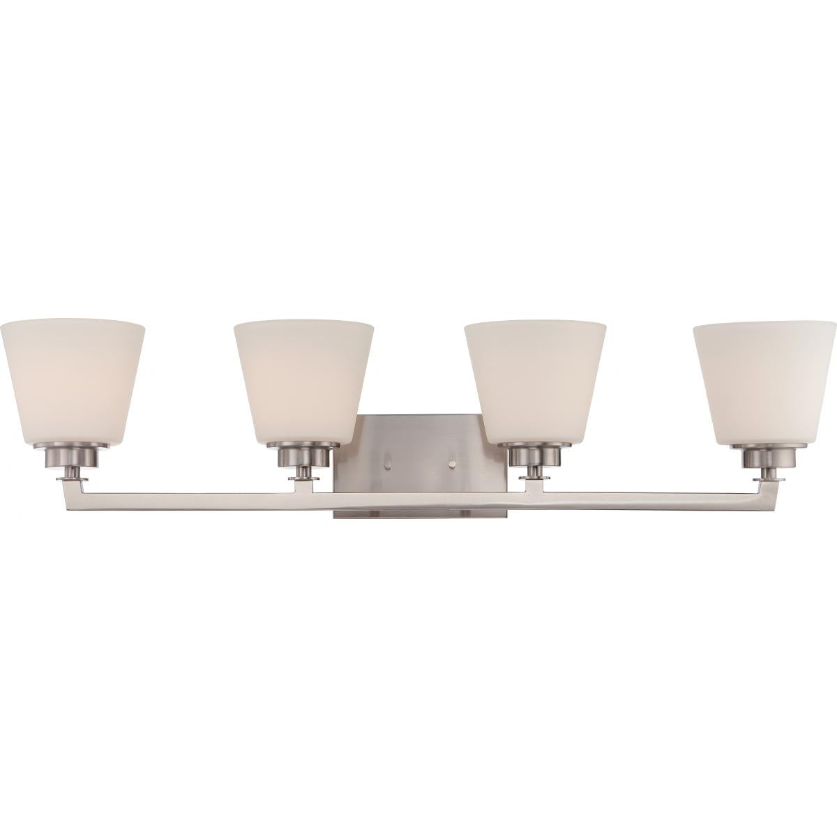 Nuvo 60-5454 Mobili - 4 Light Vanity with Satin White Glass - Brushed Nickel Finish