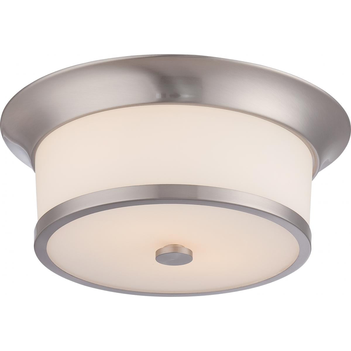 Nuvo 60-5460 Mobili - 2 Light Flush with Satin White Glass - Brushed Nickel Finish