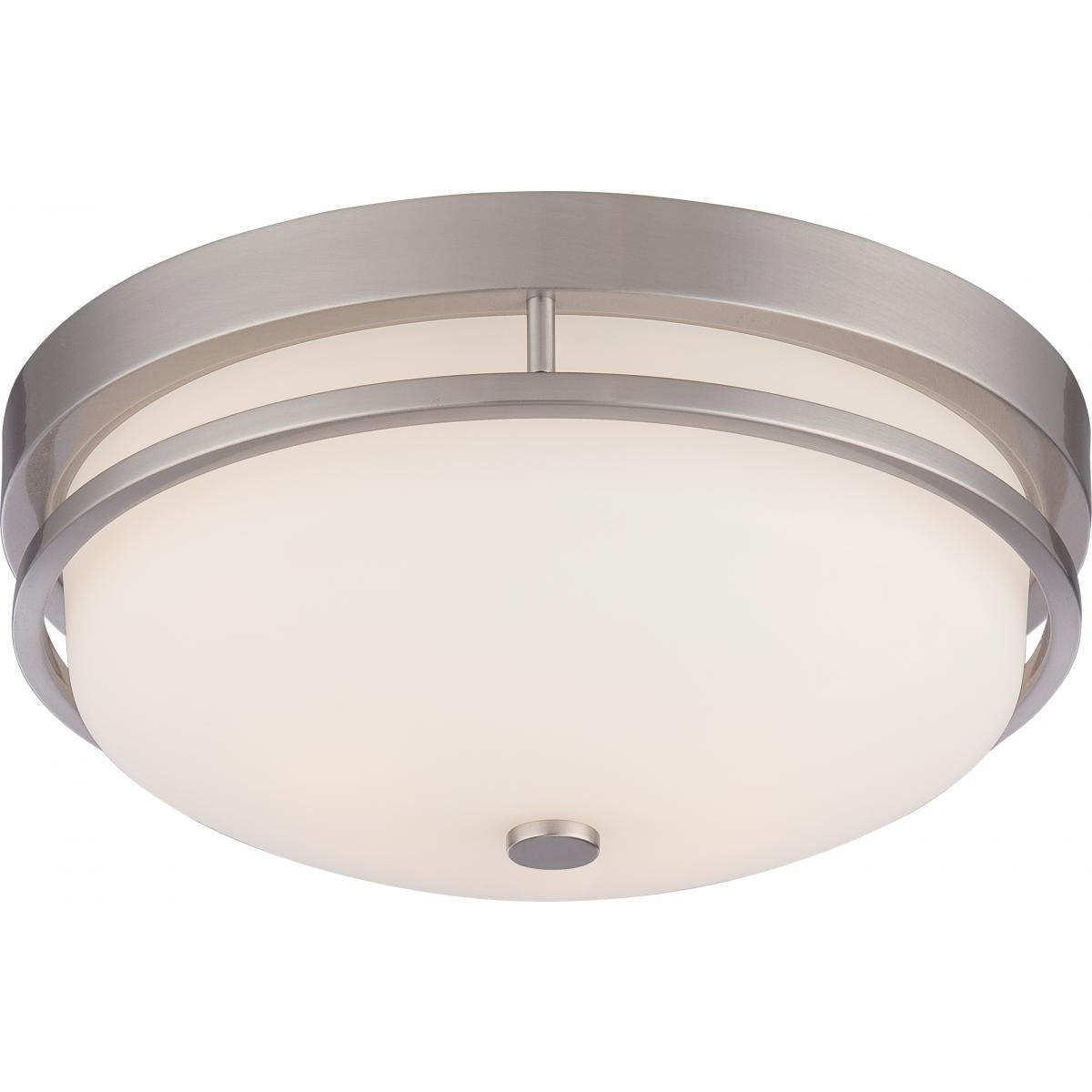 Nuvo 60-5486 Neval - 2 Light Flush with Satin White Glass - Brushed Nickel Finish